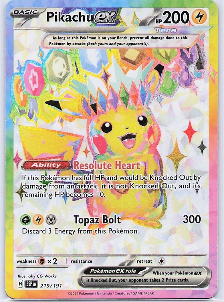 Pikachu ex 219/191 SV08: Surging Sparks Ultra Rare - Pokemon TCG - NM