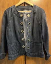 Dress Barn Fashion Jean Jacket With Gold Metal  Embellishment Medium