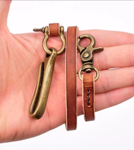 21" Leder Biker Schlüsselanhänger / Armband – Jeans Kette mit U-Haken – D’loop