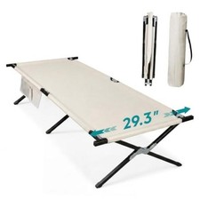 Folding Camping Cots for Adults with Carry Bag, 300 lb, Green Silver Greige