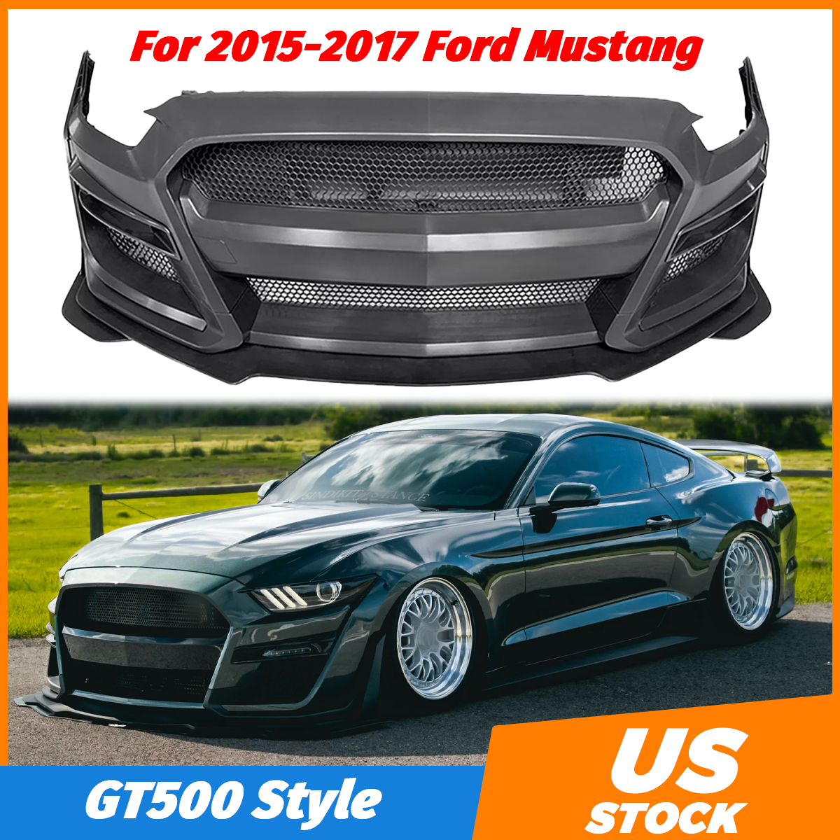 New For 2015-2017 Ford Mustang GT500 Style Front Bumper Kit