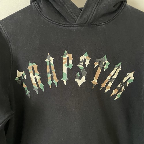 Trapstar Hoodie Men’s Small Black Camouflage Camo Spell Out See Pictures - Picture 3 of 13
