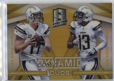 2014 Panini Spectra Dynamic Duos Gold Prizm 19/25 Keenan Allen Philip Rivers oh8