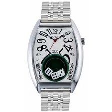 Frank Miura Three dice King Macau Gamble Watch Metal Band White NEW Japan