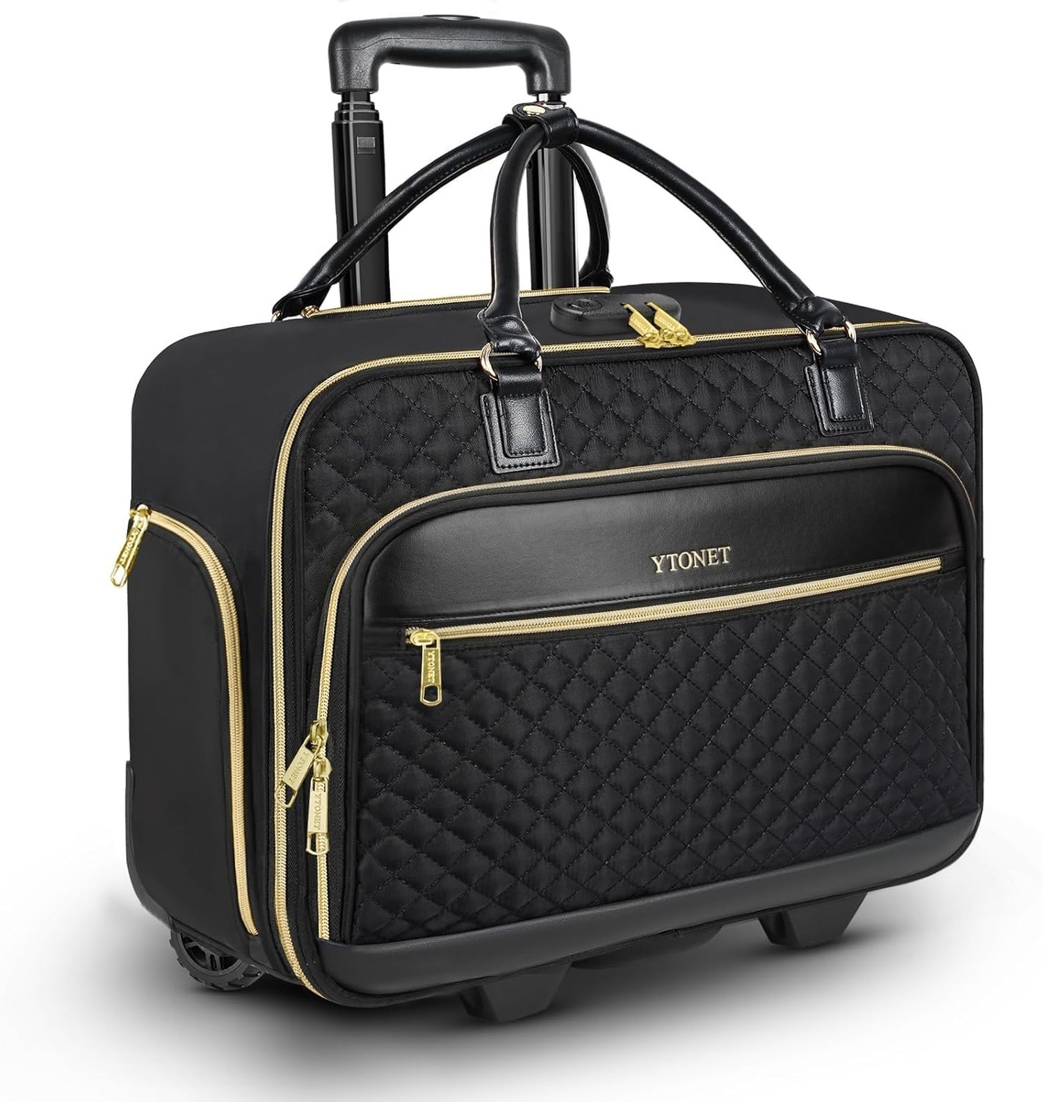 Ytonet Rolling Briefcase for Women, 17.3 Inch Rolling Laptop Bag with Lock, W...