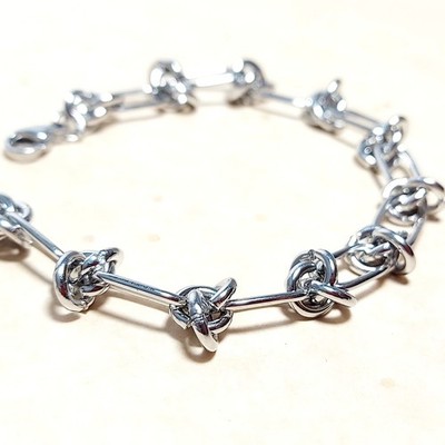 Armband Edelstahl Stern Stacheldraht Unisex Kette Knoten Urban Punk Silver