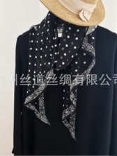 100 Mulberry Silk Bandanna Scarf Square Shawl kerchief polka dot Print 165X32cm