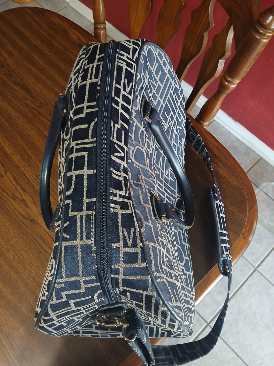 DVF Diane Von Furstenberg Navy Blue Classic Logo Luggage Overnight