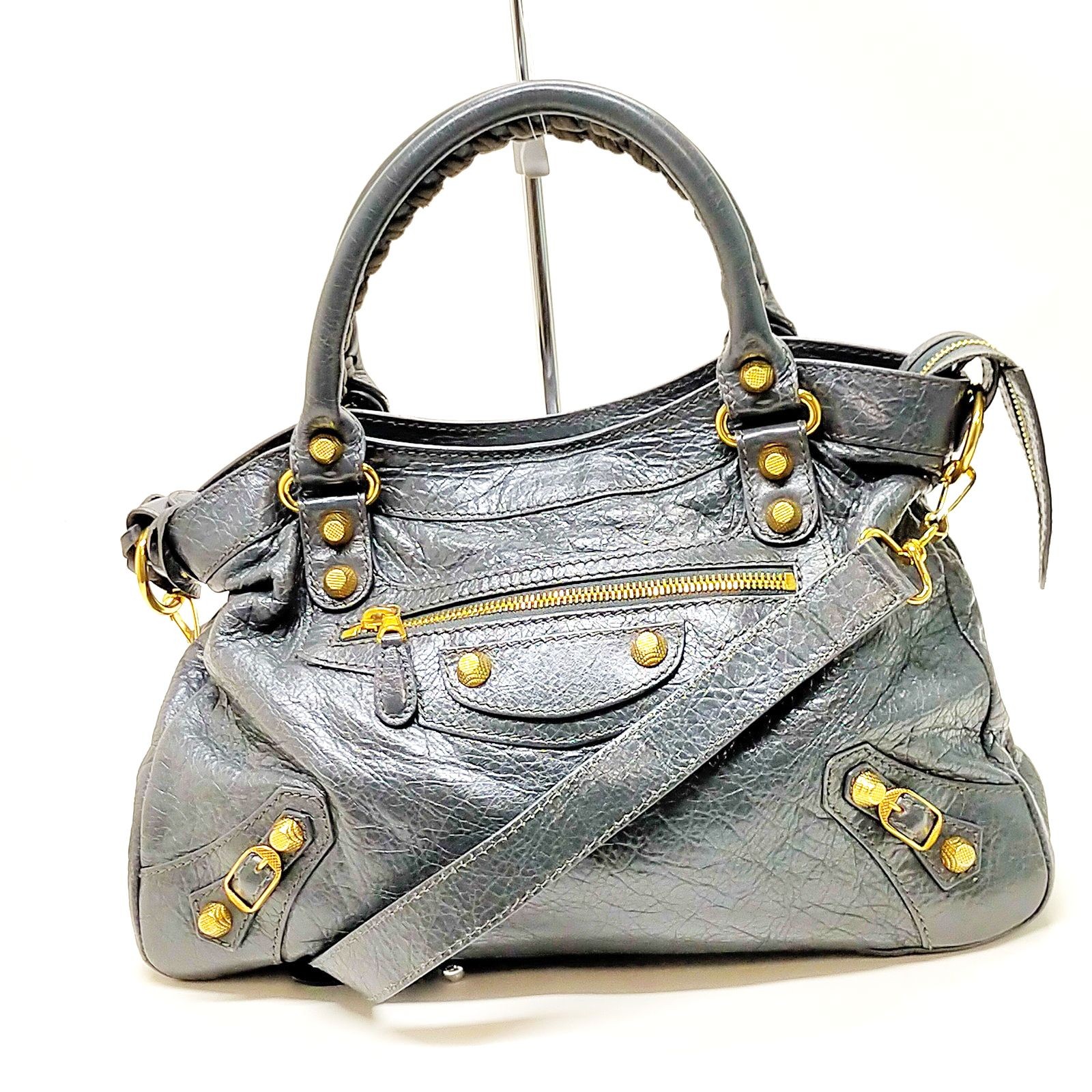Borsa a mano Balenciaga City in pelle grigia 2267168