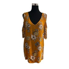 NWT Free Kisses Womens Floral Mustard Cold Sh...