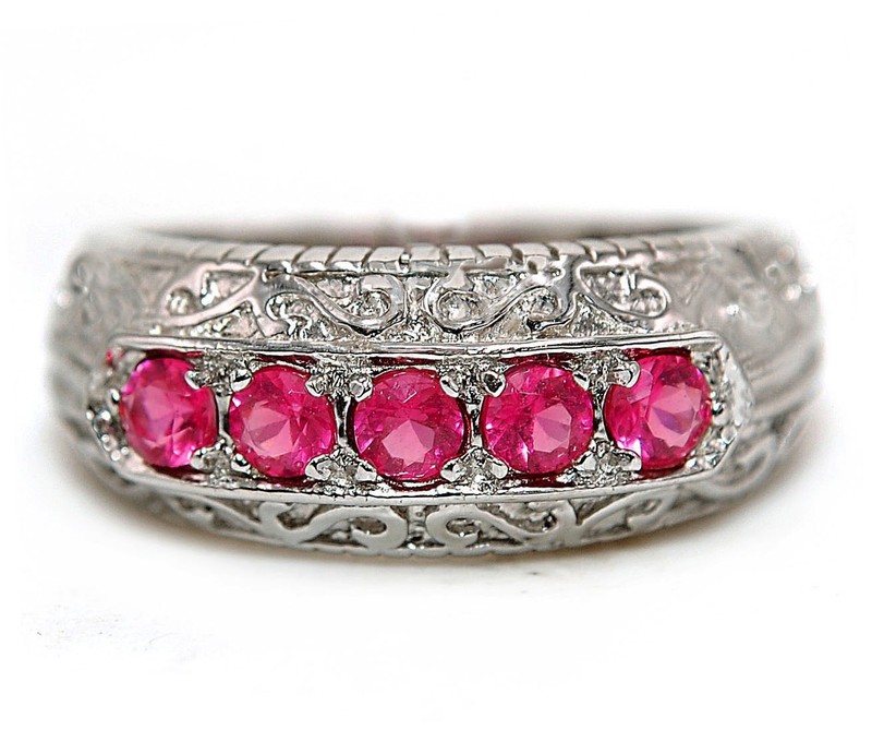 1CT Heat Treated Rubellite Tourmaline 925 Sterling Silver Ring Sz 9 MM2-6