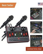 Podcast Equipment Bundle with 2 Microphones, Audio Mixer Podcast Microphone B...