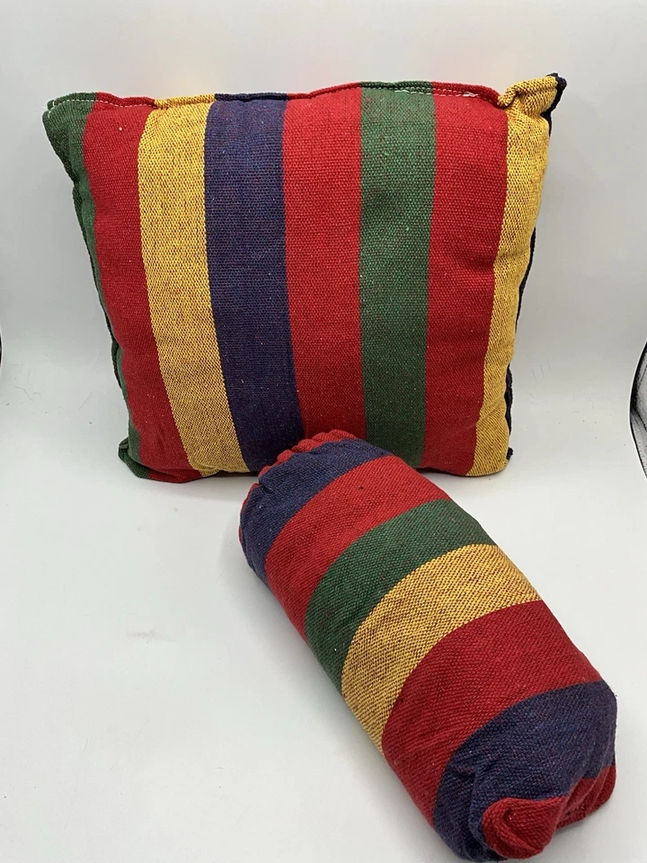 1pc Striped Casual Hanging Chair Hammock (Including Pillow)canvas Swing Suitable - Image 4 of 4