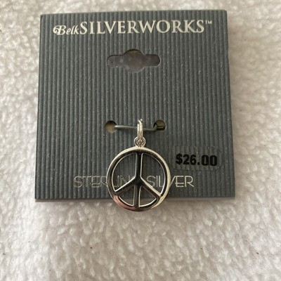 BELCH SILBERARBEITEN Sterlingsilber Peace Zeichen Charm NEU AUF KARTE 