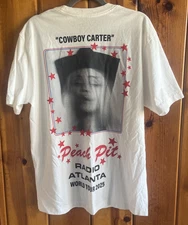 AUTHENTIC Beyonce Cowboy Carter *DEFECT* White Shirt ATLANTA Peach Pit Size L