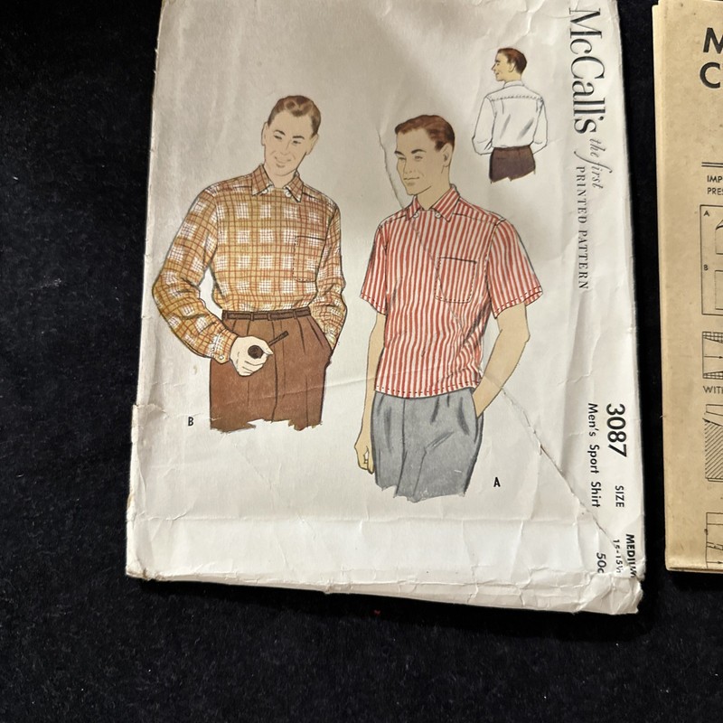1954 McCall’s Sewing Pattern 3087 SZ Med Men Shirt Preowned 