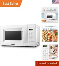 Elegant Pearl White 0.7 Cu Ft Microwave Oven - Sound Off, ECO Lock Features
