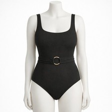 Old Navy Crochet Belted Removable Pads Stretch Black NWT Swimsuit 3X Plus