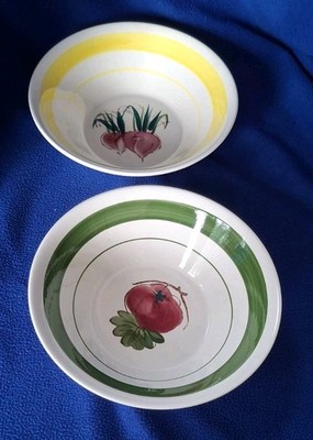 Vintage Made in Korea-Tomato & Radish - Yellow/Green-2 Bowls- 9 