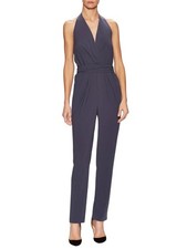 Halston Heritage Halter Self-Tie Jumpsuit Size 4 Dark Gray FLAW Pin Marks