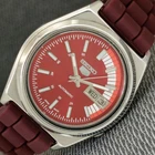 AUTOMATIC VINTAGE SEIKO 5 JAPAN 7009A MENS RED COLOR DIAL WATCH a2779-U