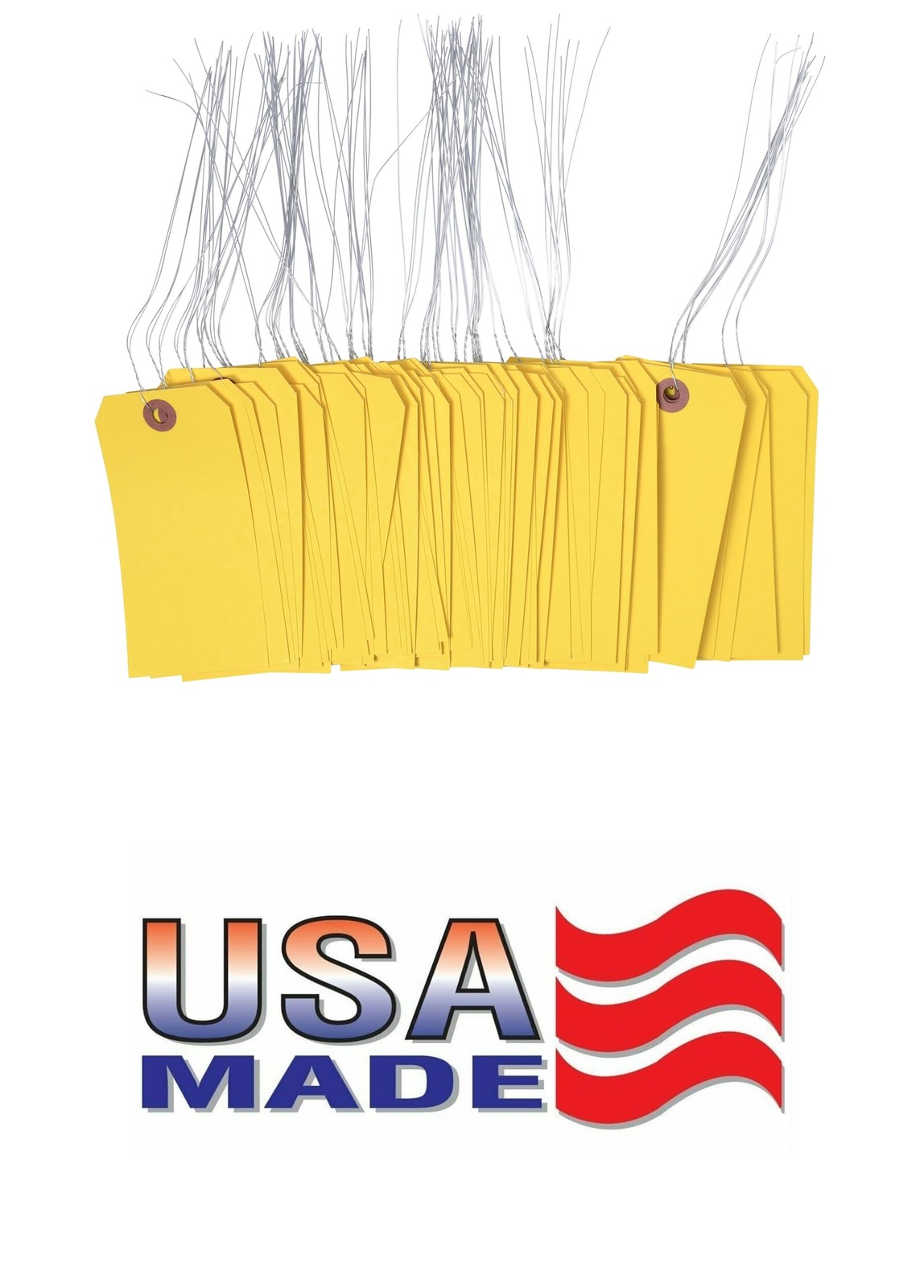 100 Yellow Tags with Wire Size 5 Measurements 4 34 inch x 2 38 inch