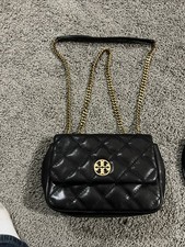 Tory Burch Willa Black Shoulder Bag Quilted Chain Medium Bag / Wallet Option NWT