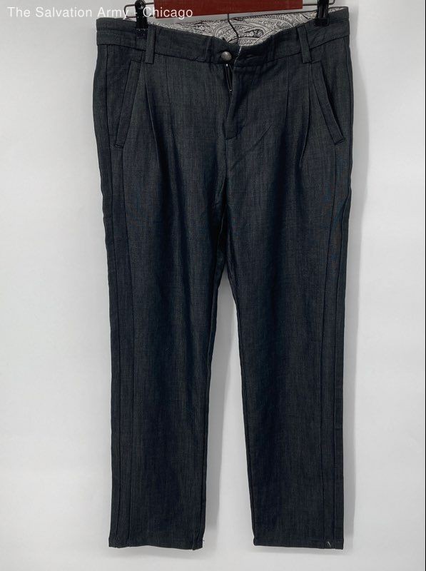 Wisedragon Mens Dark Gray Flat Front Pockets Casual Trouser Pants Size 30