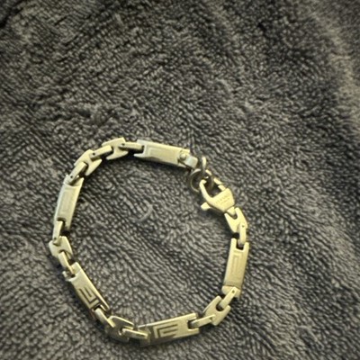 Men's Silver-Tone Stainless Steel Bar Link Chain Bracelet, Lobster Clasp