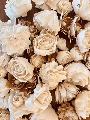 Bulk Sola Wood Flowers - Assorted Rose, Dahlia, Jasmine and Bark 150 Count
