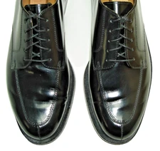 Sz 10 D COLE HAAN Men's Shiny Black Leather Dress Shoes, Split Toe Derby Blucher