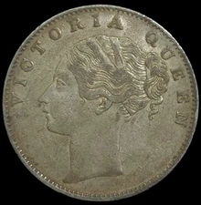 Indian Head 35 Berries British India Victoria Silver Rupee 1840 Lustrous HL10