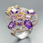 Silver gem Natural Amethyst Ring 925 Sterling Silver Size 6 /R463480