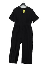 Whistles Women's Jumpsuit UK 14 Black 100 Linen Wide-Leg Jumpsuit