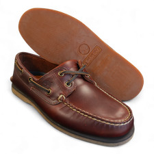 Image of Timberland Men's Classic Leather Boat Shoes Burgundy UK 6 (EU 39.5) MARKS