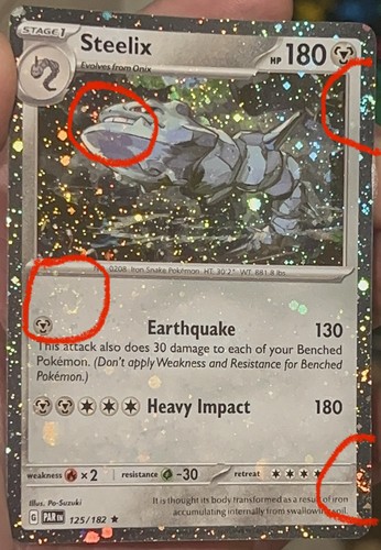 4 FULL SWIRLS 🌀 Steelix 125/182 Paradox Rift Promo Cosmos Holo BLEED ERROR 🩸✨
