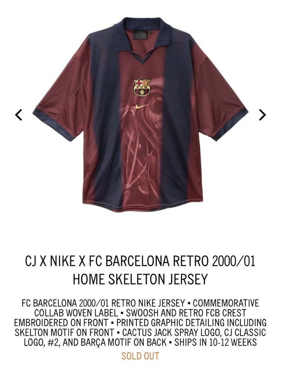 TRAVIS SCOTT X NIKE X FC BARCELONA RETRO 2000/01 HOME SKELETON