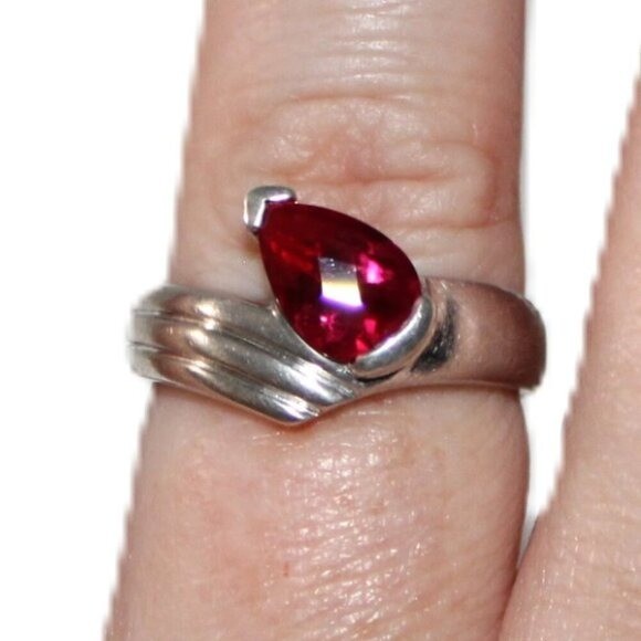 Sterling Silver Lab Created Ruby Ring - image 7