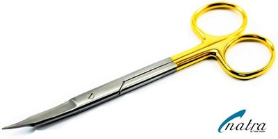 Schere gebogen 13 cm TC HARTMETALL Spitz Mikroverzahnt Edelstahl