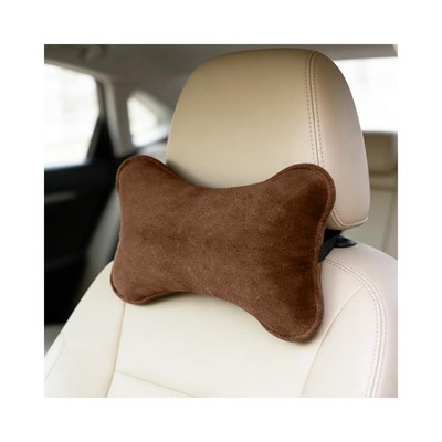 Car Headrest Pillow, Soft Comfortable Suede Vehicle Neck Pillow Cushion Brown
