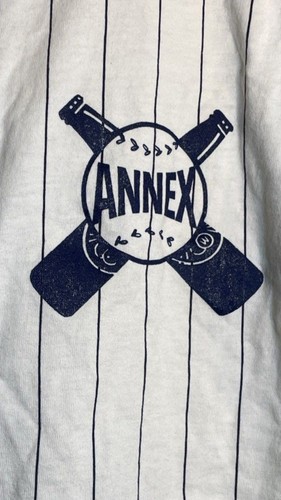Badger Sportswear White & Navy Pinstripe Cotton Button Baseball Jersey XL - Picture 2 of 3