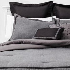 8pc King Applique Border Comforter Set Gray/Black - Threshold™: Polyester