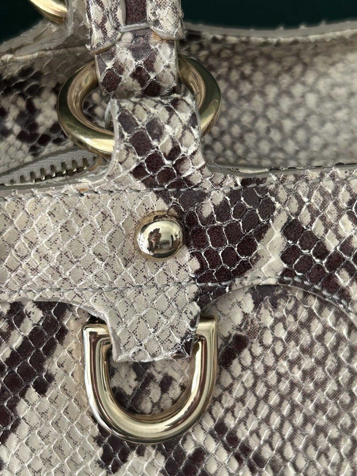 St John PYTHON Snakeskin Tote Handbag 16"x10"x6" … - image 13