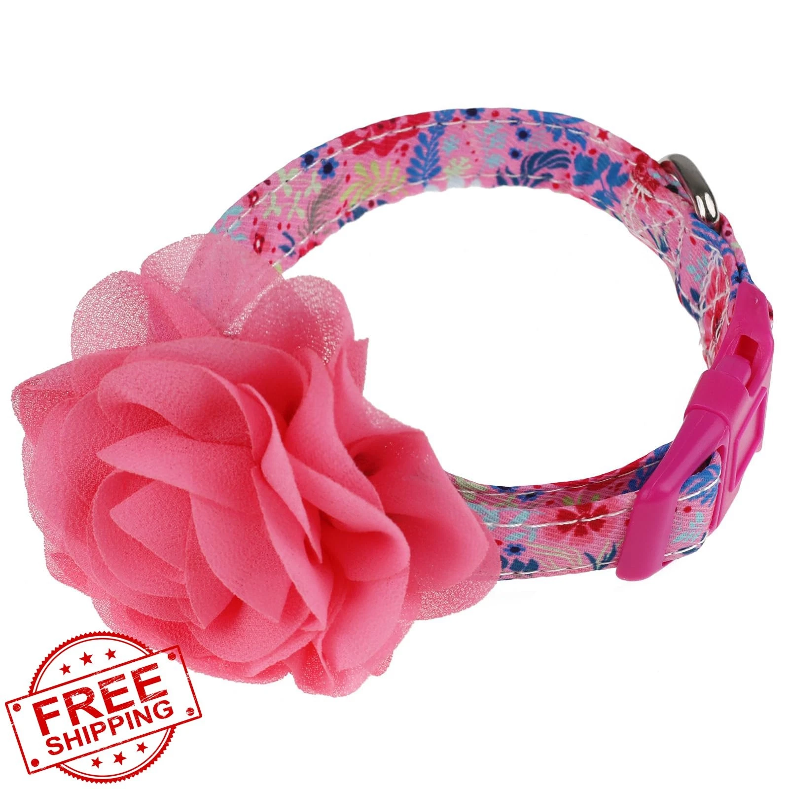 Pink Flower Dog Collar XS Small Cute Adjustable Floral Pet Collar
Opens in a new window or tab