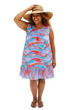 Anthony Richards VTG Purple Blue Red Wavy Mumu Patio Dress Midi Women's Size 3X