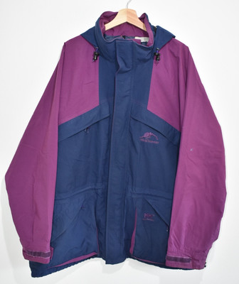 Vintage Helly Hansen Ski Jacket Mens Hooded Rain Coat Navy Purple XL READ DESC