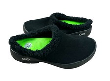 Oofos Oocoozie Black Mule Sherpa Fuzzy Recovery Slippers Men's Size 9.5 NWOB