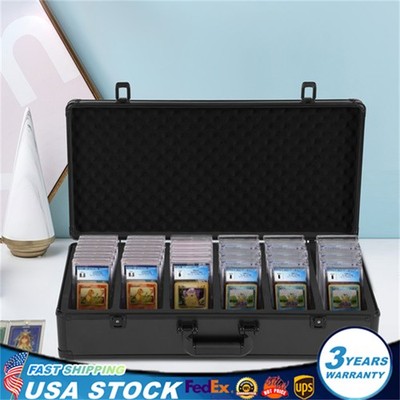 222 PSA Graded Card Storage Box 6 Slots Sports Card Holder Case w/ 2 Keys Lock