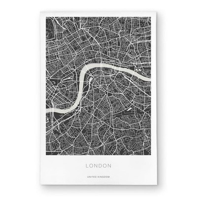Begin Home Decor C1ROAR2383QUD2 2 x 3 ft. Graphic Map of London Monochrome Gr...