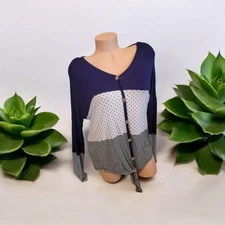 Be Stage Color Block Casual Long Sleeve Tunic Small